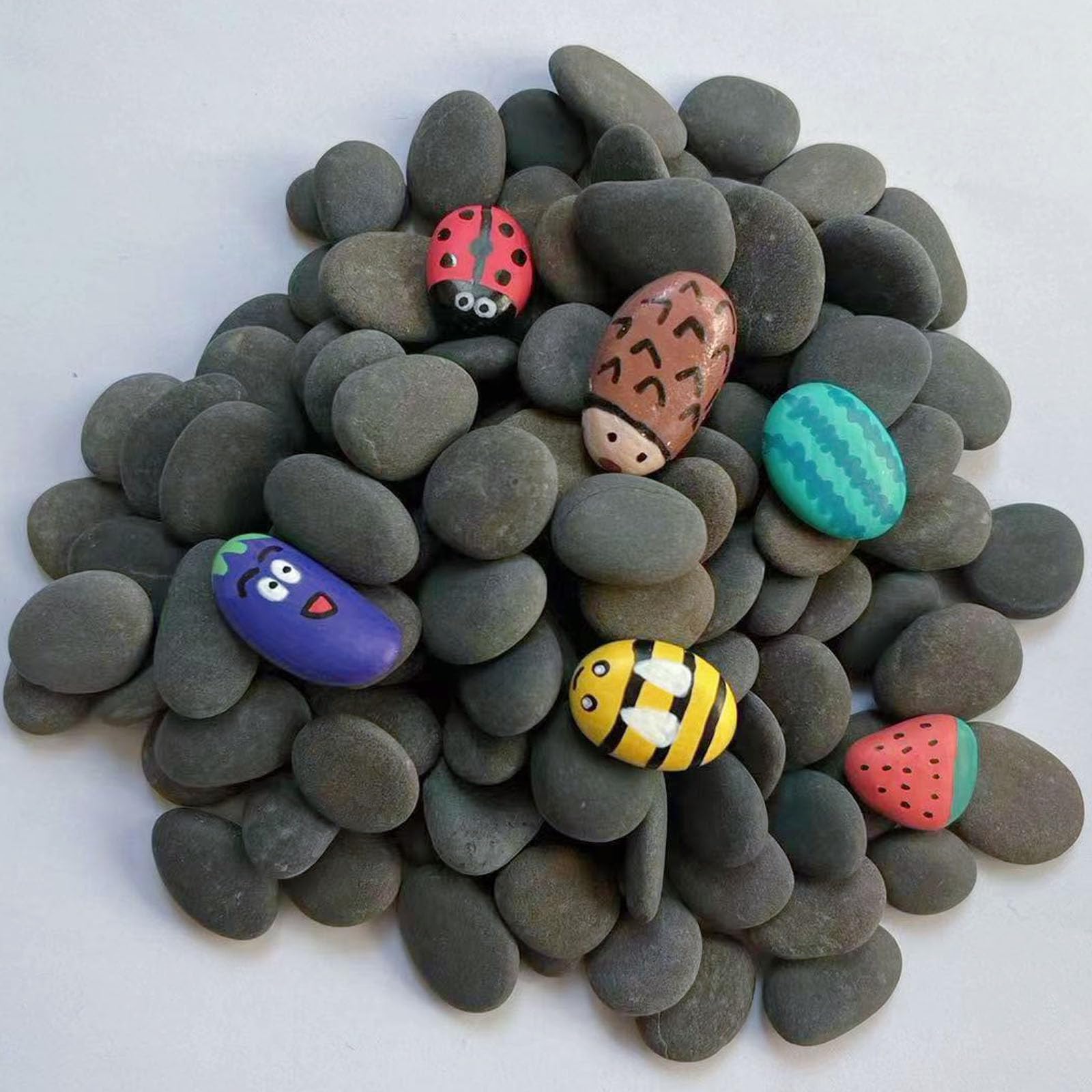 Ciottoli naturali grigi da 800 g, pietre di fiume lisce e piatte, per pittura, arti e mestieri, fai da te, decorazione per acquario, paesaggistica (1,5-3 cm)