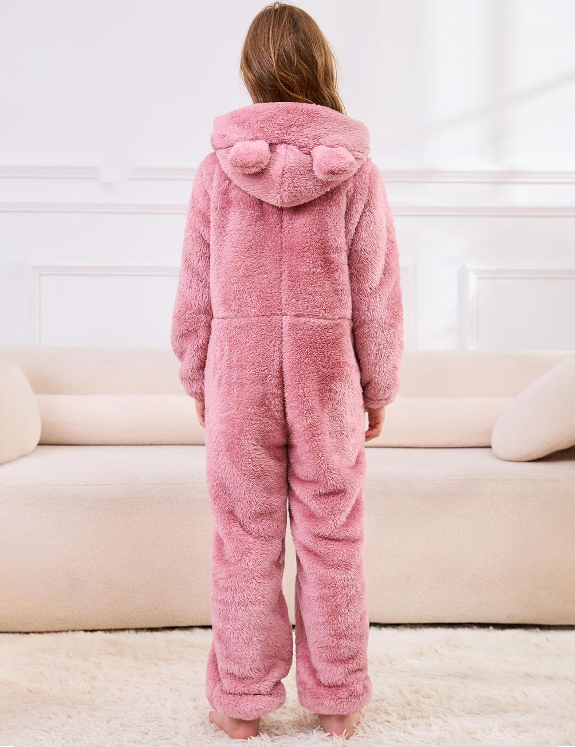 Kissonic Girls Fleece Zip Up Jmpsuits Hooded Onesie Rompers Kids Costume Winter Clothes - Image 3