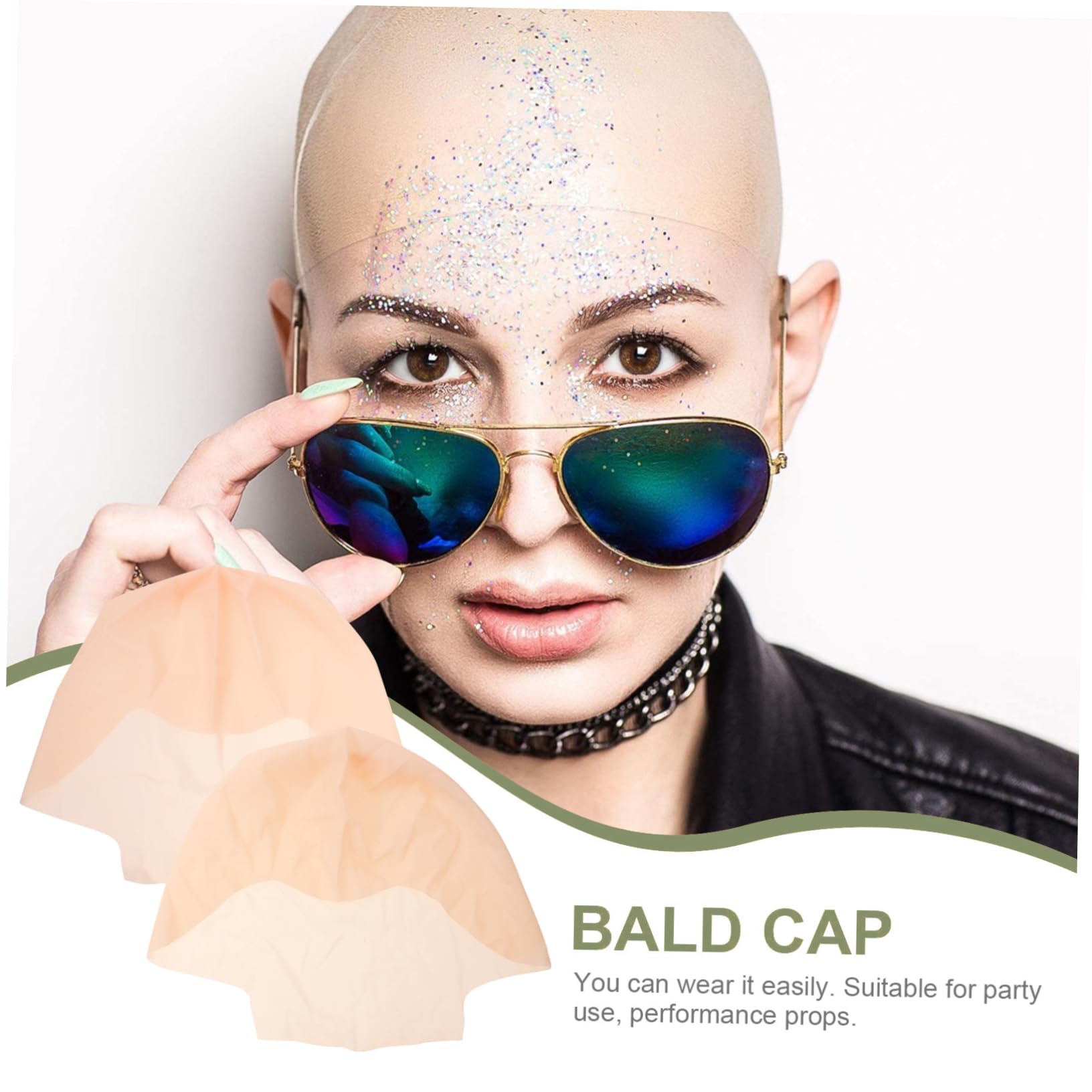 TOVINANNA Halloween Head Cover Stretchy Latex Bald Hat Cosplay Wig Cap for Adults Stage Film Party