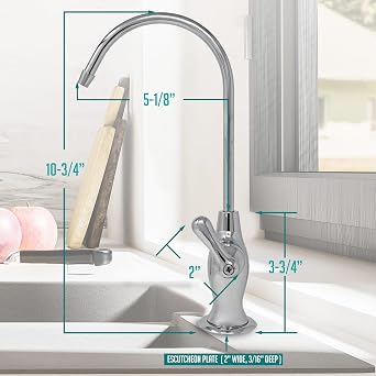 Metpure RO Faucet Reverse Osmosis Drinking Water Air Gap Filtration System Water Dispenser Spout (Chrome) with Pre-Inserted Tubing and Faucet Wrench RO-FW148