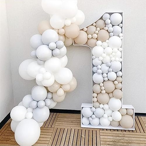 Miniatura 6 de Globos de arena blanca 60pcs de 5 pulgadas globos pequeños beige para arco de guirnalda de globos, redondos de 5 pulgadas, mini globo de látex color