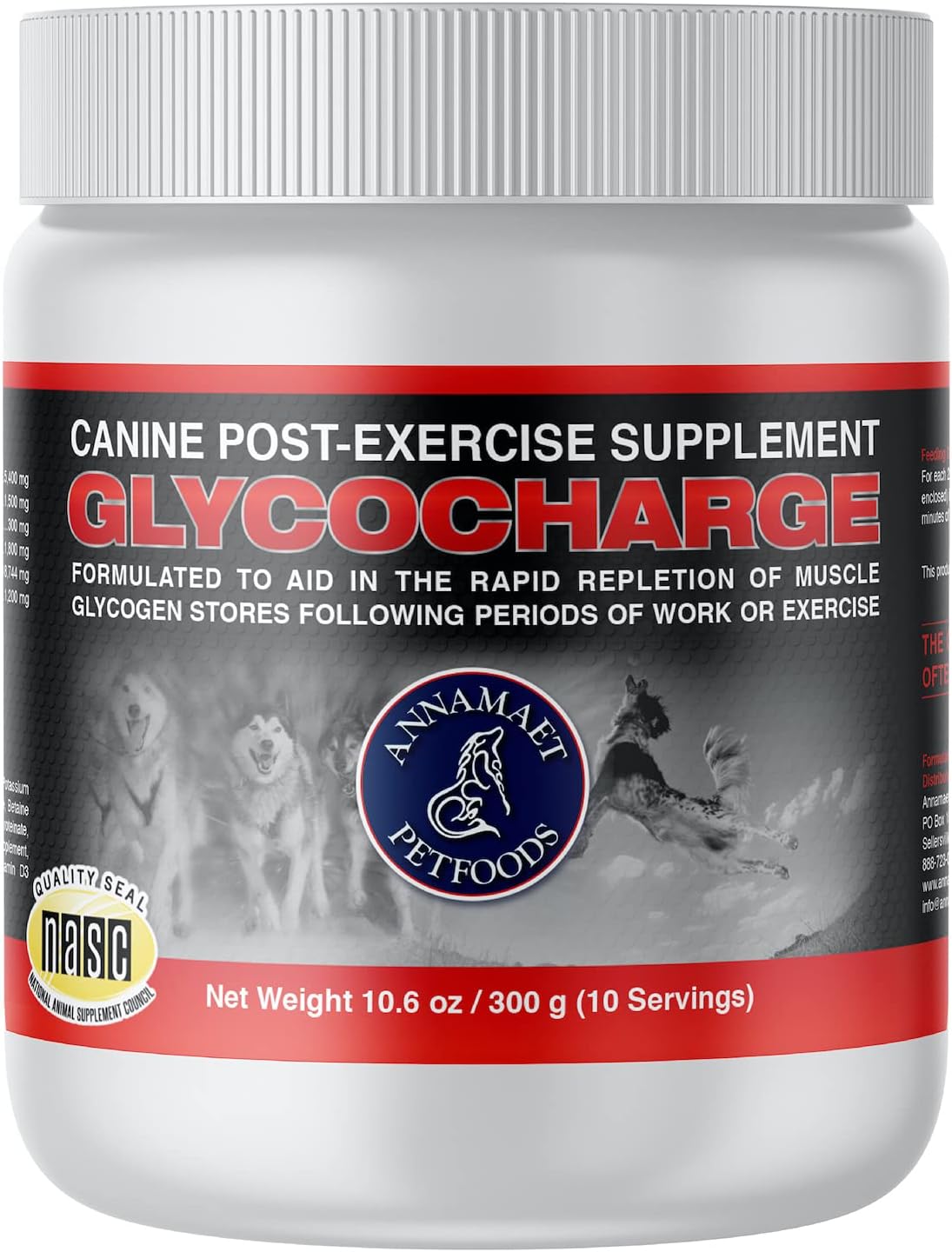 Annamaet Glycocharge โ Post-Exercise Supplement for Canine Athletes and Working Dogs โ with Maltodextrins to Help Replenish Muscle Glycogen for Faster Recovery - 300 g
