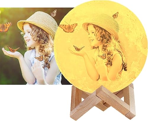 Lámpara de noche personalizada en 16 colores Impresión en 3D Carga USB Lámpara de luna Luz de noche para niños Regalo de Navidad para mujeres