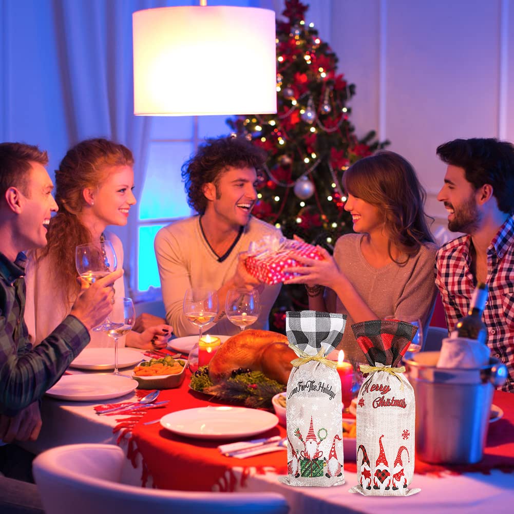 Couverture De Bouteille De Vin De Noël, 2pcs Sacs De Vin De