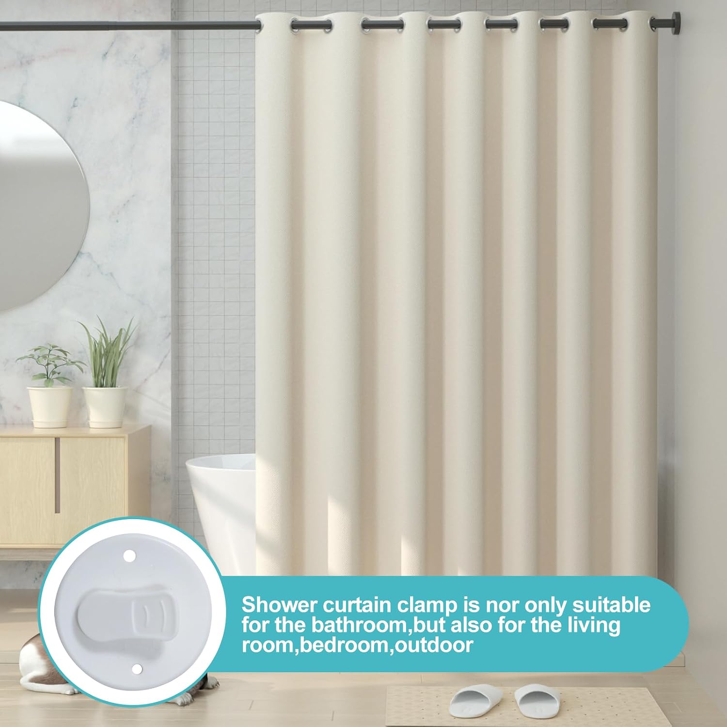 Shower Splash Guard Clip,4Pcs Self Adhesive Shower Curtain Clips,Shower Curtain Clips for Inside Shower,Shower Curtain Holder for The Wall Weight Clip(White) (A-White)