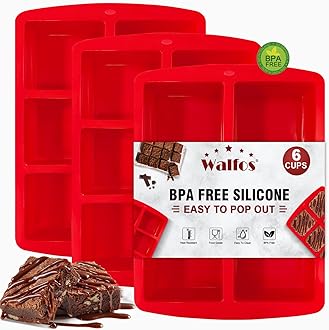 Mini Silicone Brownie Pan - 3 Piece 6-Cavity Non-stick Square Baking Pan, Perfect for Mini Brownies, Cornbread, Muffin and Cakes, BPA Free and Dishwasher Safe