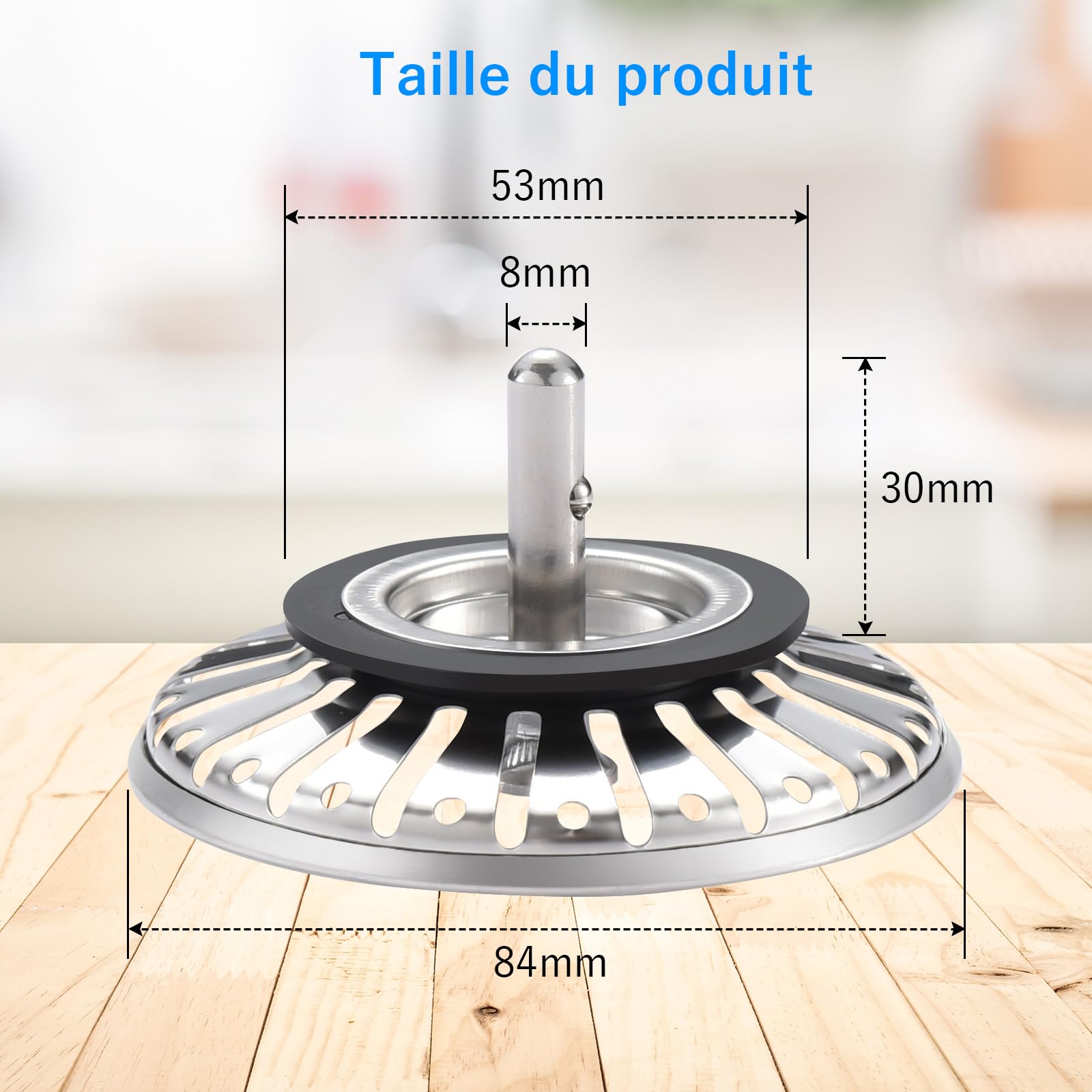 Bouchon d'évier en Acier Inoxydable 84mm 2 Pack Remplacement pour Cuisine