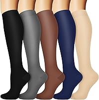Vista 1 de Calcetines de compresión y circulación para mujer y hombre (3 pares), para enfermería, correr, viajar, calcetines hasta la rodilla