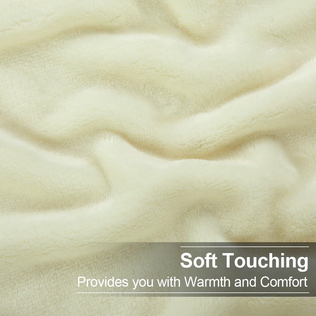 EASELAND Soft Queen Size Blanket Winter Warm Fuzzy Microplush Lightweight Thermal Fleece Blankets for Couch Bed Sofa,90x90 Inches,Ivory : Home & Kitchen