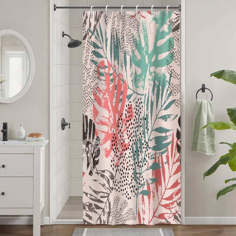 Cortina de Ducha de Hoja Eucalipto, Cortinas de Ducha Verde Oro Abstracto Planta Cortinas de Baño Antimoho Impermeable Lavable Tejido de Poliéster Cortina Ducha con 12 Ganchos 120x200cm — view 81