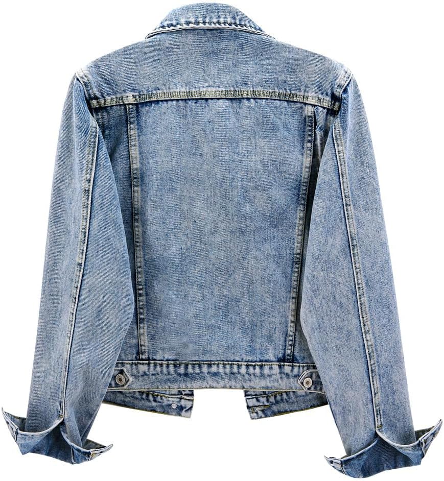 Kedera Womens Basic Button Down Vintage Black Long Sleeves Denim Jean Jacket Jacket for Women - Image 2