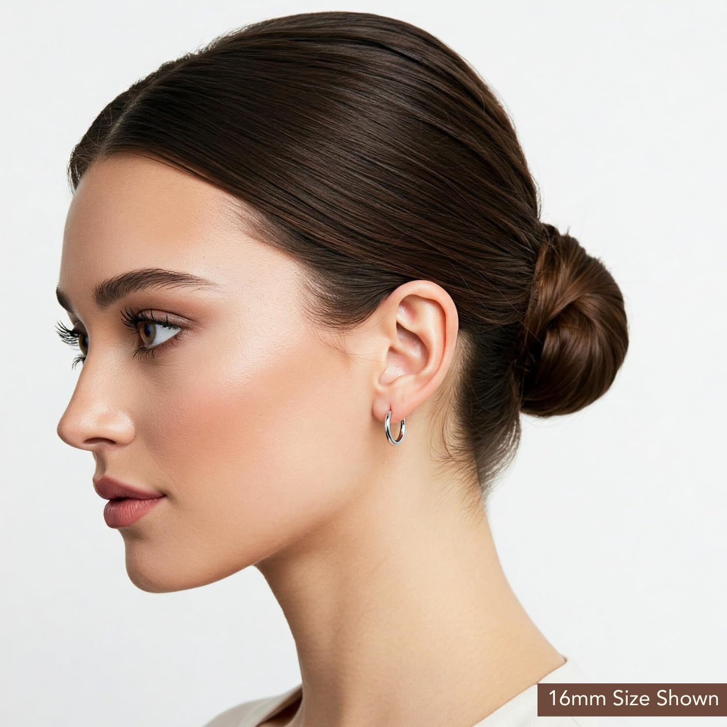 Classic 10K White Gold Hoop Earrings - Shiny Polished Plain Round Gold Hoops for Women and Men - Image 2