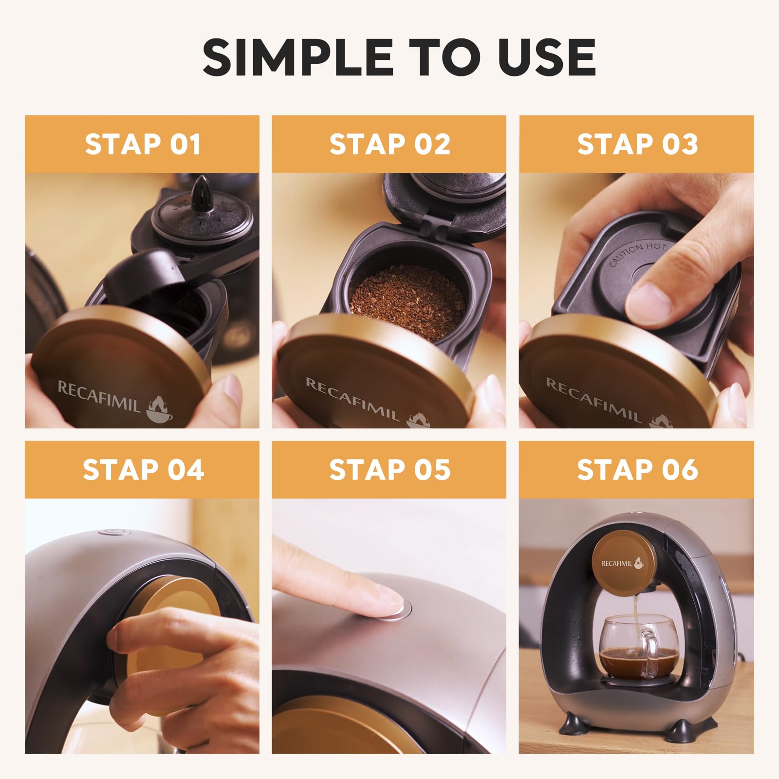 RECAFIMIL MINI Q Coffee Maker - K-Cup & Ground Coffee -5