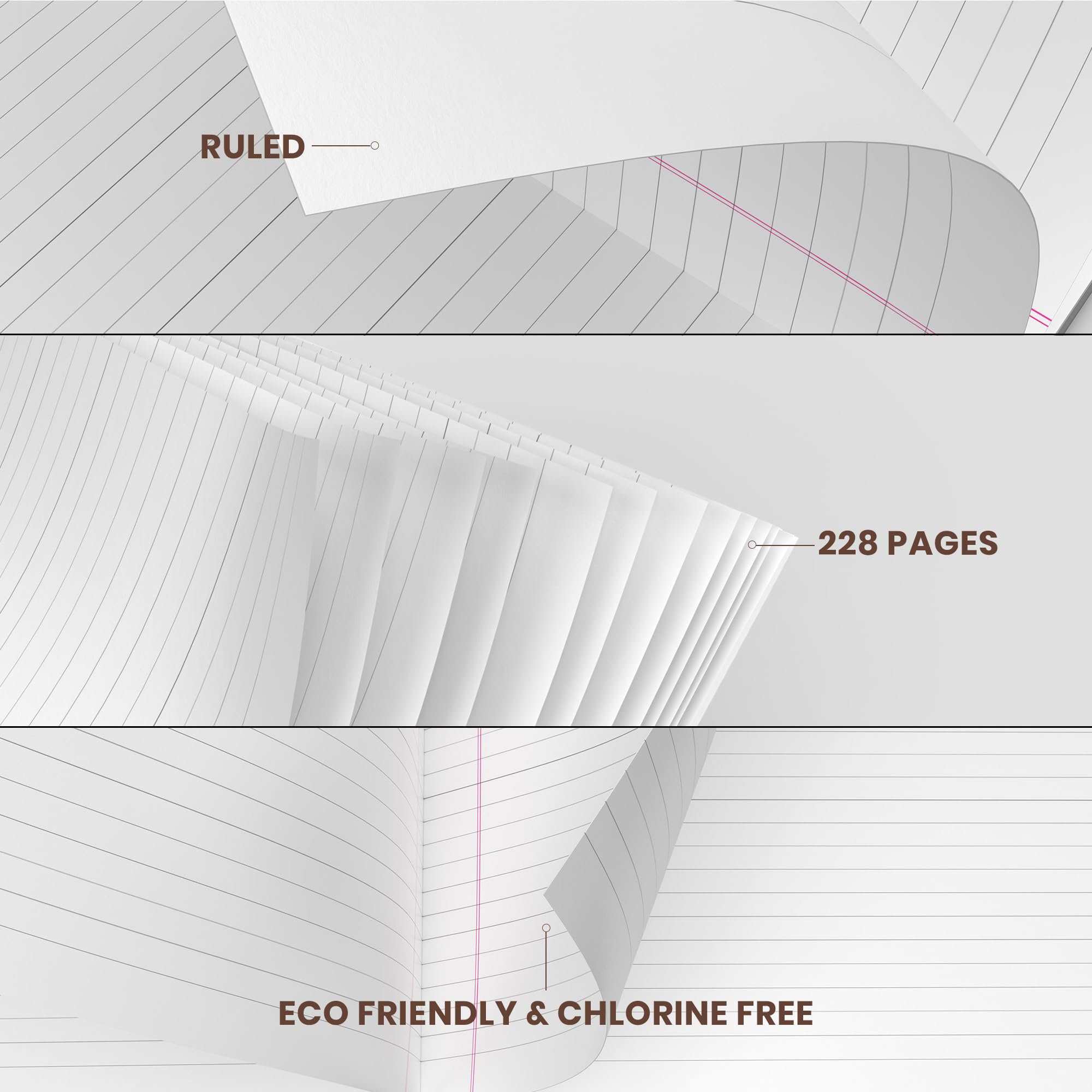 Classmate Lot de 6 cahiers longs à couverture souple 228 pages 330 x 210 mm