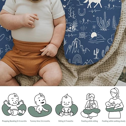 Miniatura 6 de Western Cowboy - Fundas de almohada de lactancia para niños y niñas, cactus del oeste salvaje, serpiente, ganado, cráneo, sol, lactancia, almohadas