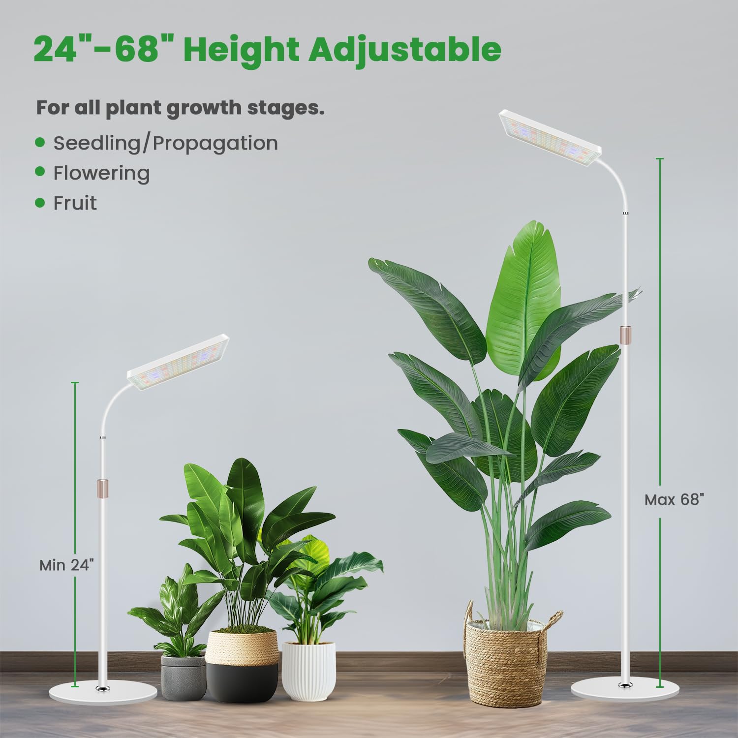 Wiaxulay Pflanzenlampe, 153 LEDs Pflanzenlampe LED Vollspektrum, Grow Lampe mit Ständer, Höhenverstellung 58-170 cm, 4/8/12/16 Timer, 3 Beleuchtungsmodi, 5 Helligkeit für den Anbau großer Pflanzen
