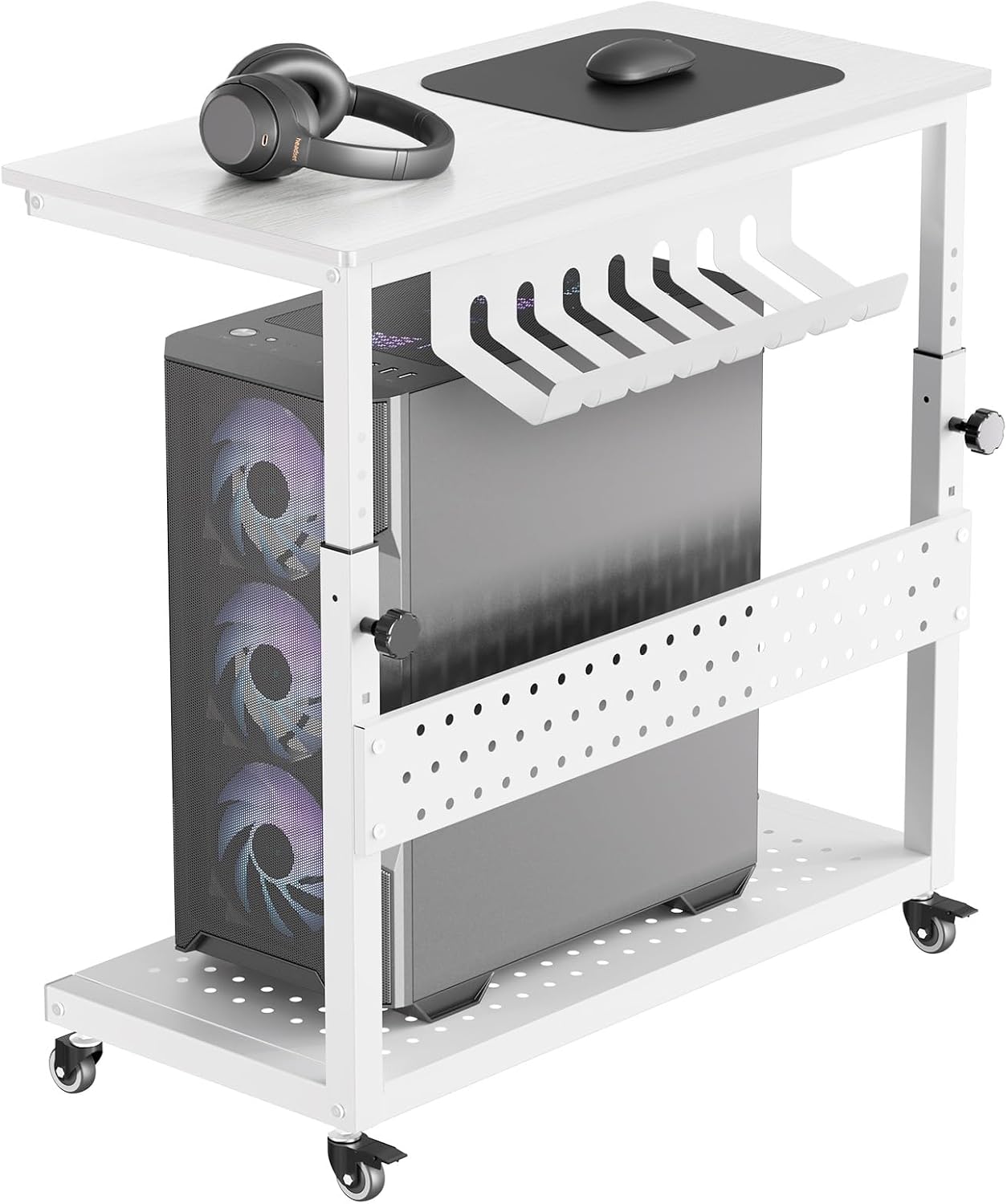 Soporte móvil ajustable de 2 niveles para torre de PC miniatura 1