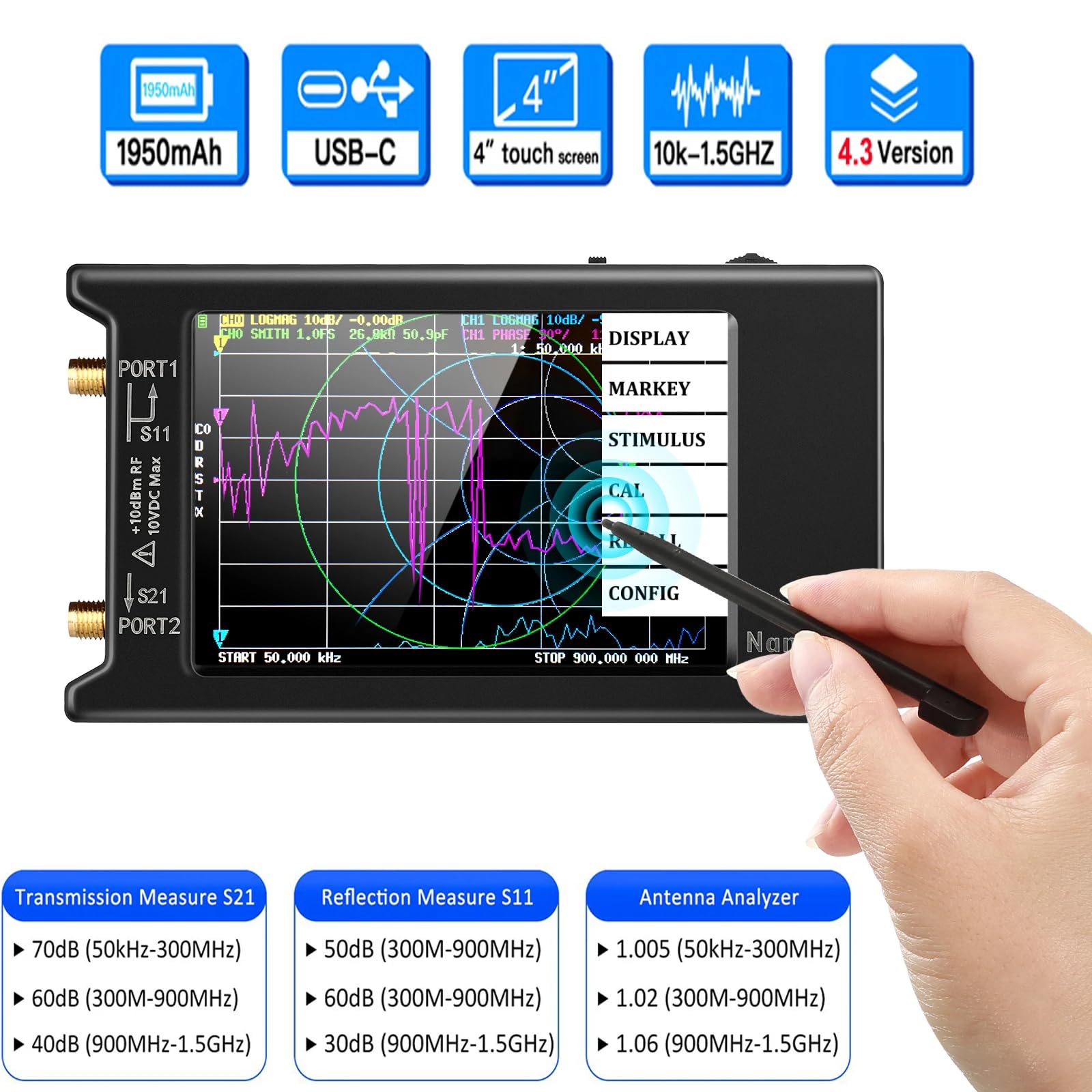 Amazon.co.jp: NanoVNA-H4ベクトルネットワークアナライザー4インチLCD