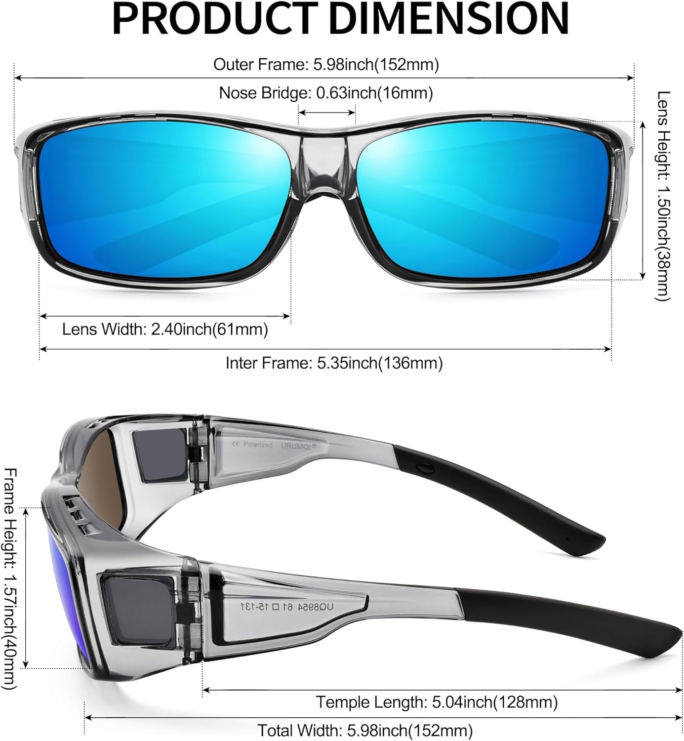 URUMQI Polarized Sunglasses Fit Over Glasses for Men Women, Wrap-around Driving Sunglasses 100% UV Protection - Image 3
