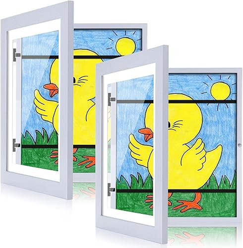 Vista 49 de [Paquete de 2] Marcos de arte para niños, marcos de arte para niños de 10 x 12.5 pulgadas con apertura frontal intercambiables, marco gris