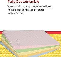 Vista 6 de School Smart Ruled Exhibit Paper, 8-1/2 x 11 Inches, Assorted Colors, 500 Sheets - 085454