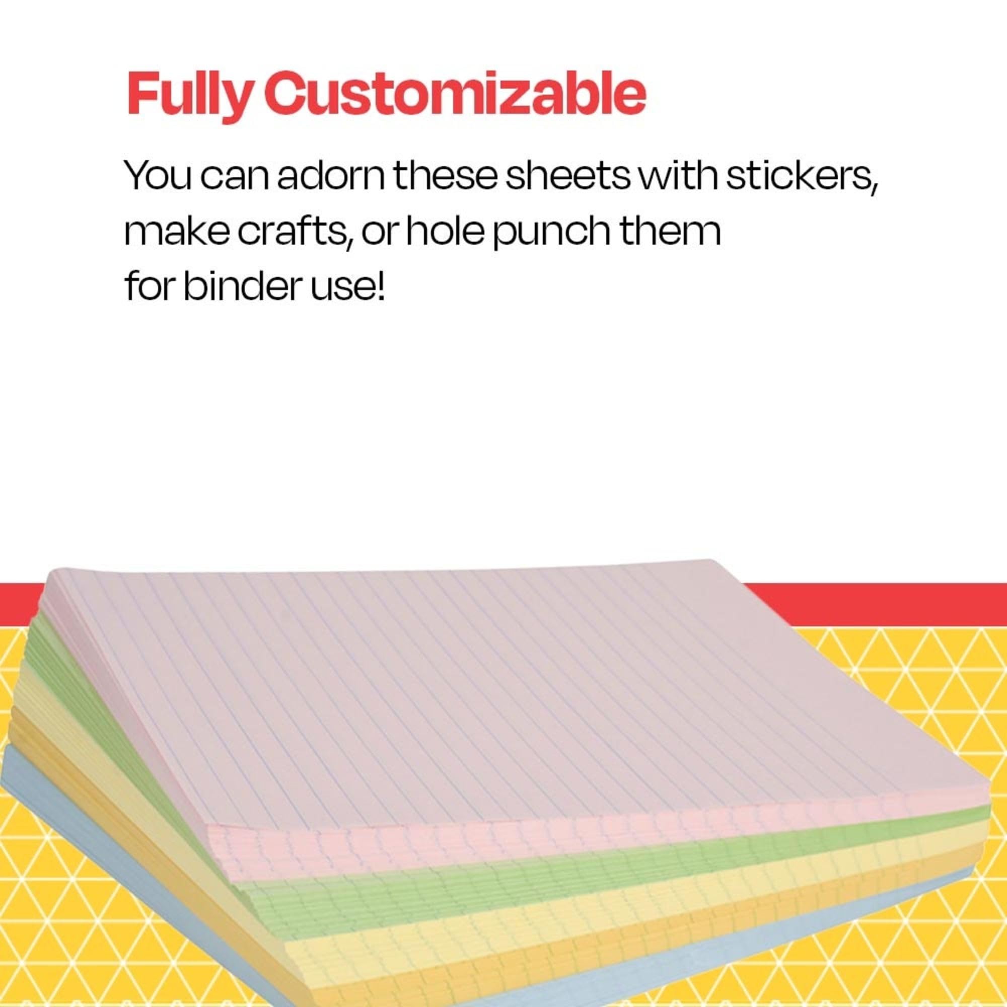 School Smart Ruled Exhibit Paper, 8-1/2 x 11 Inches, Assorted Colors, 500 Sheets - 085454 - Image 8