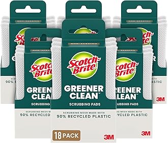 Scotch-Brite Greener Clean Dish Scrubbers, 18 Non-Scratch Kitchen Sponges, Best for Safe, Effective Cleaning of Nonstick Pots and Pans, Glassware, China, Tubs & Tile, Dishwasher Safe, Long-lasting