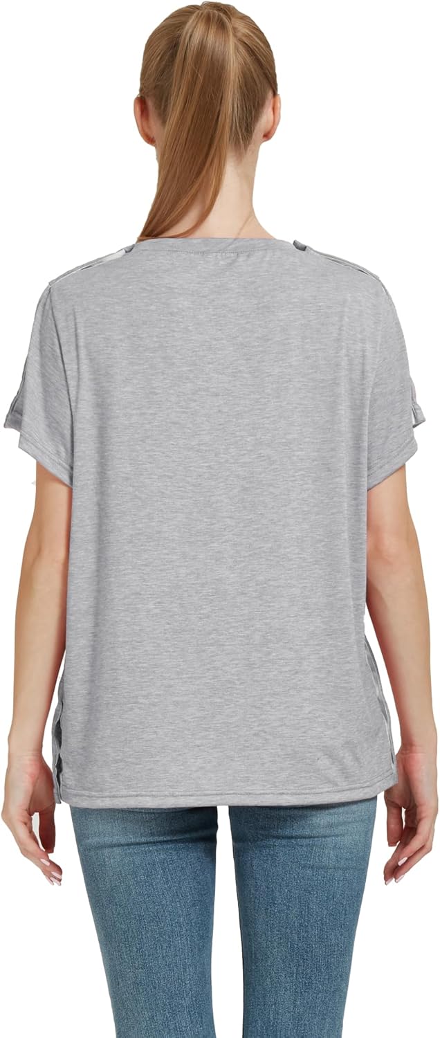 Post Shoulder Surgery Shirt, Women's Short Sleeve Shirt with Premium Snap, Chemo Clothing - Image 5