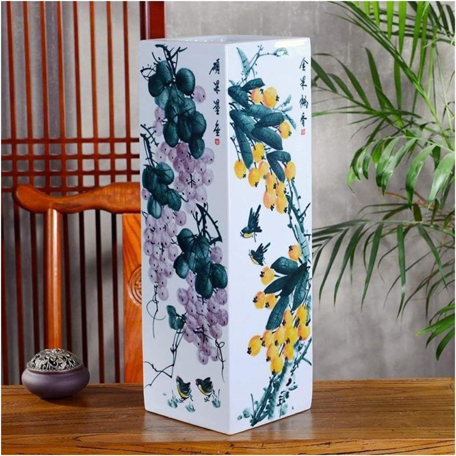 Grand vase en céramique peinte à la main pour plante et fleur 51cm