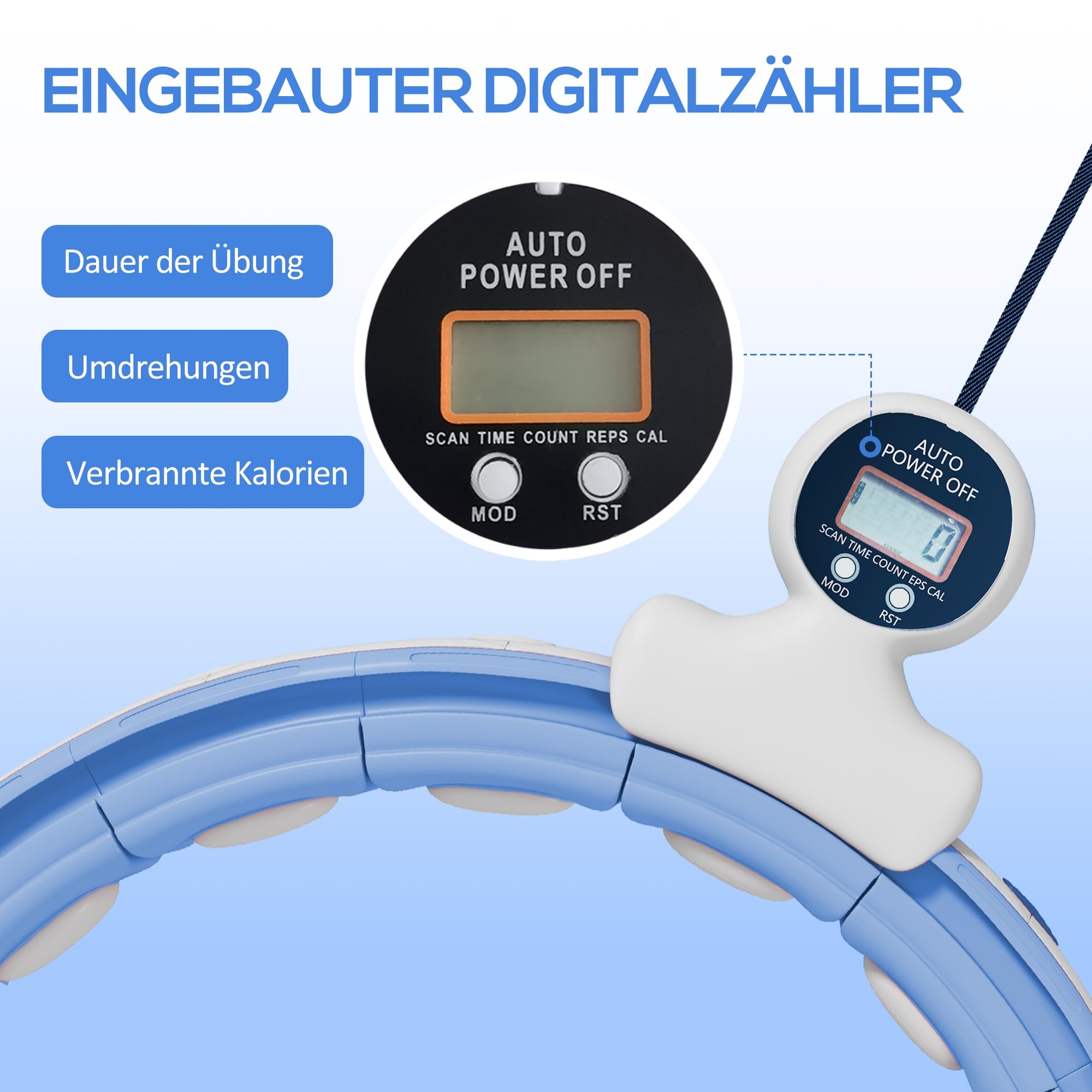 SPORTNOW Smart Hula Hoop dla dorosłych 16 węzłów (76-113cm) Błękitny