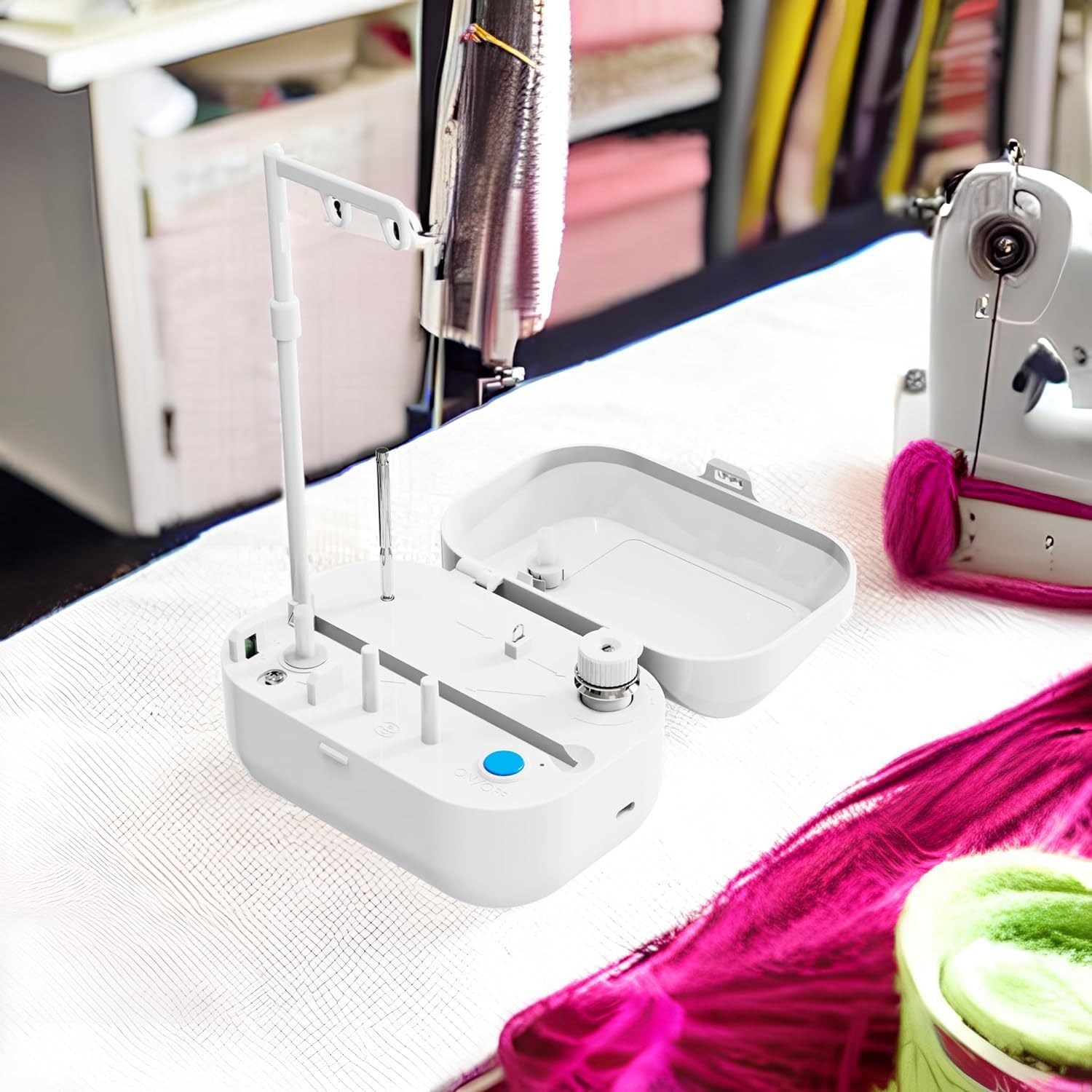 Automatischer Spulenwickler, weiß, mit automatischem Stöpsel für Nähmaschine, 1 Stück