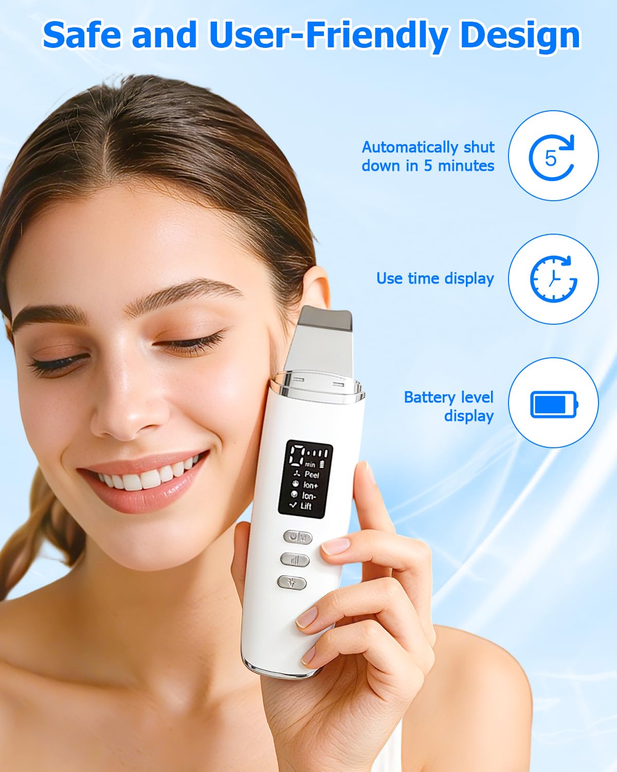 Aspirateur Point Noir, Avec 4 Modes Cisage et Intensité Réglable, Aspirateur Point Visage, Lumière Rouge et Bleue, Affichage LED et Fonction d'arrêt Automatique, Epurateur de peau Visage