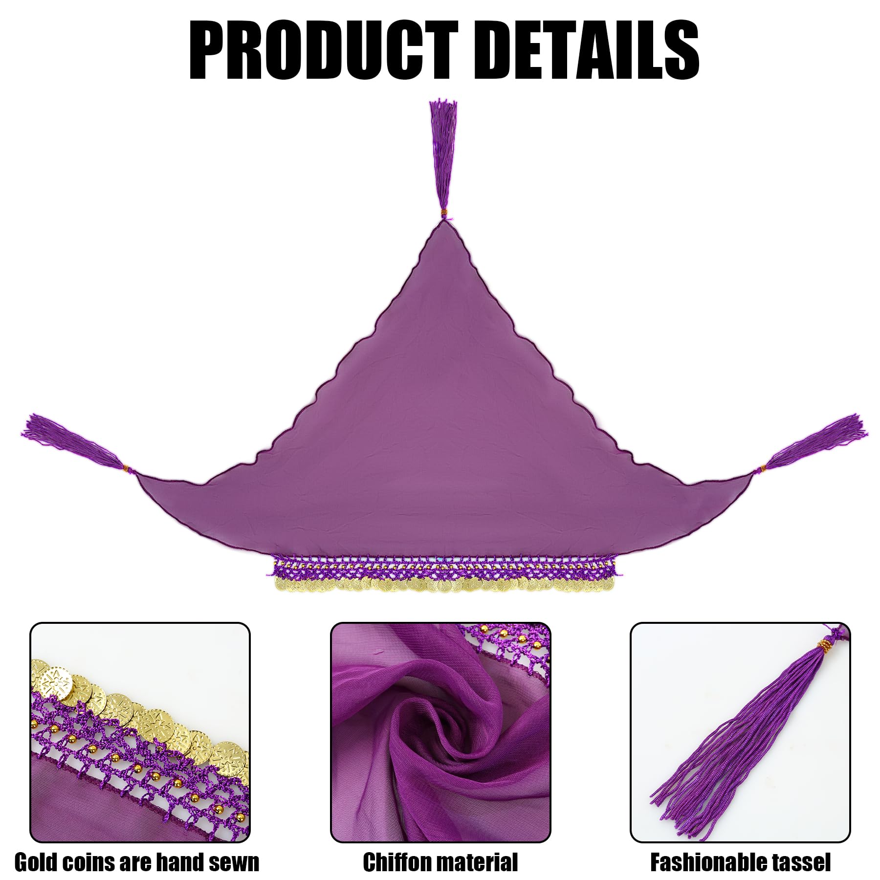 Umimiss Gypsy Head Scarf - Fortune Teller Accessories, Women's Coin Headscarf, Purple - Image 3