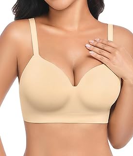 Soutien Gorge sans Armature Femme Soutien-Gorge Sexy Col en V sans Coutures Brassiere avec Coussinets Bralette Classiques Comfit Brassière Maintien Top Taille Petite à Grande Taille