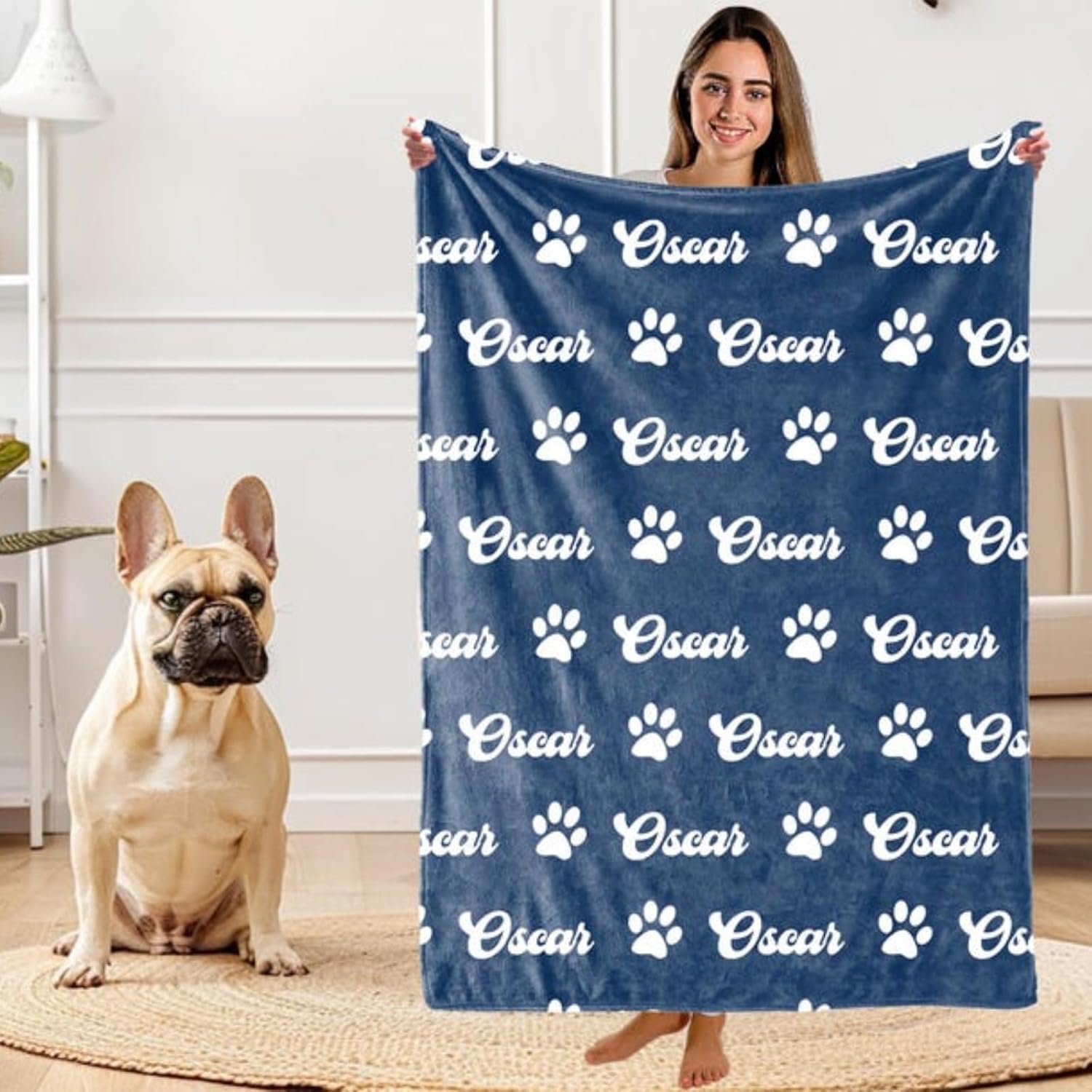 Personalized Blanket for Dog, Custom Puppy Name Blanket, Cat Plush Blanket, Dog Name Blanket, Gift for Dog Lover, (70 * 78in 180x200cm)