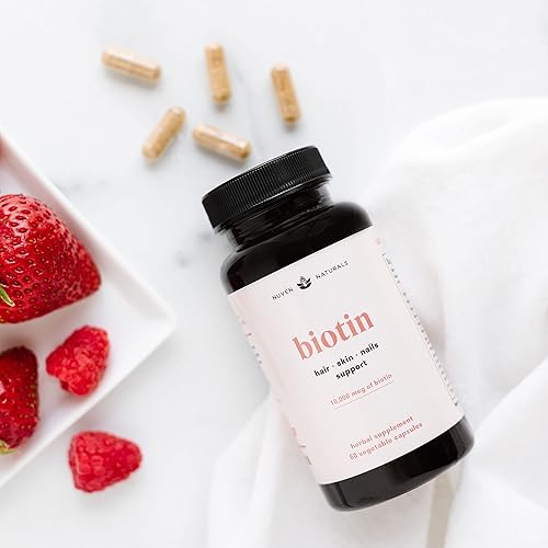 Miniatura 6 de Vitaminas para el cabello – Biotina 10000 mcg con vitamina A, E, C, D y adaptógenos para apoyar el cabello, la piel y las uñas – Suplemento de