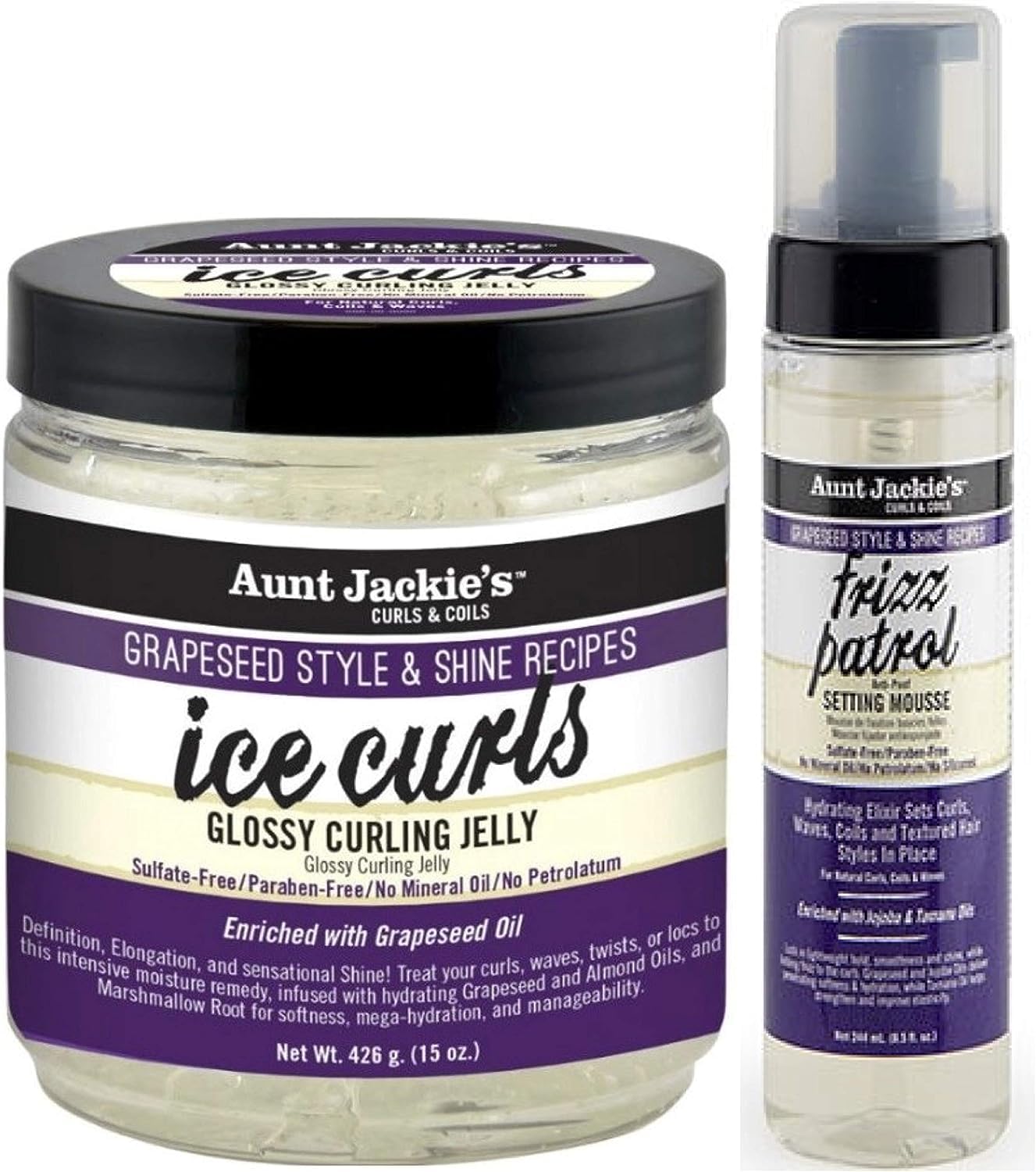 Aunt Jackie's Grapeseed Ice Curls 426g & Grapeseed Frizz Patrol 244ml