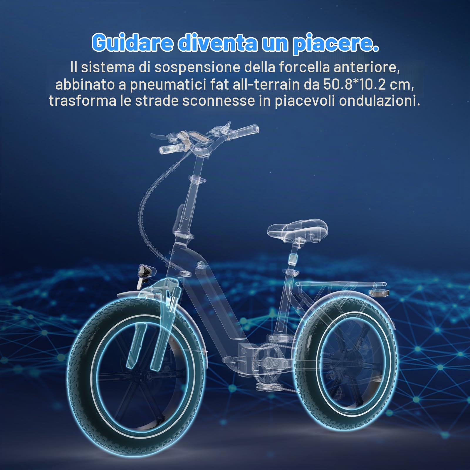 Bici Elettrica Pieghevole, 20" x4,0 Pneumatico Grasso, Telaio ad Alta Resistenza, 48V 499.2Wh Bicicletta Elettrica, 7 Velocità, Display LCD, Motore da 250 W e 25 km/h per Uomo e Donna