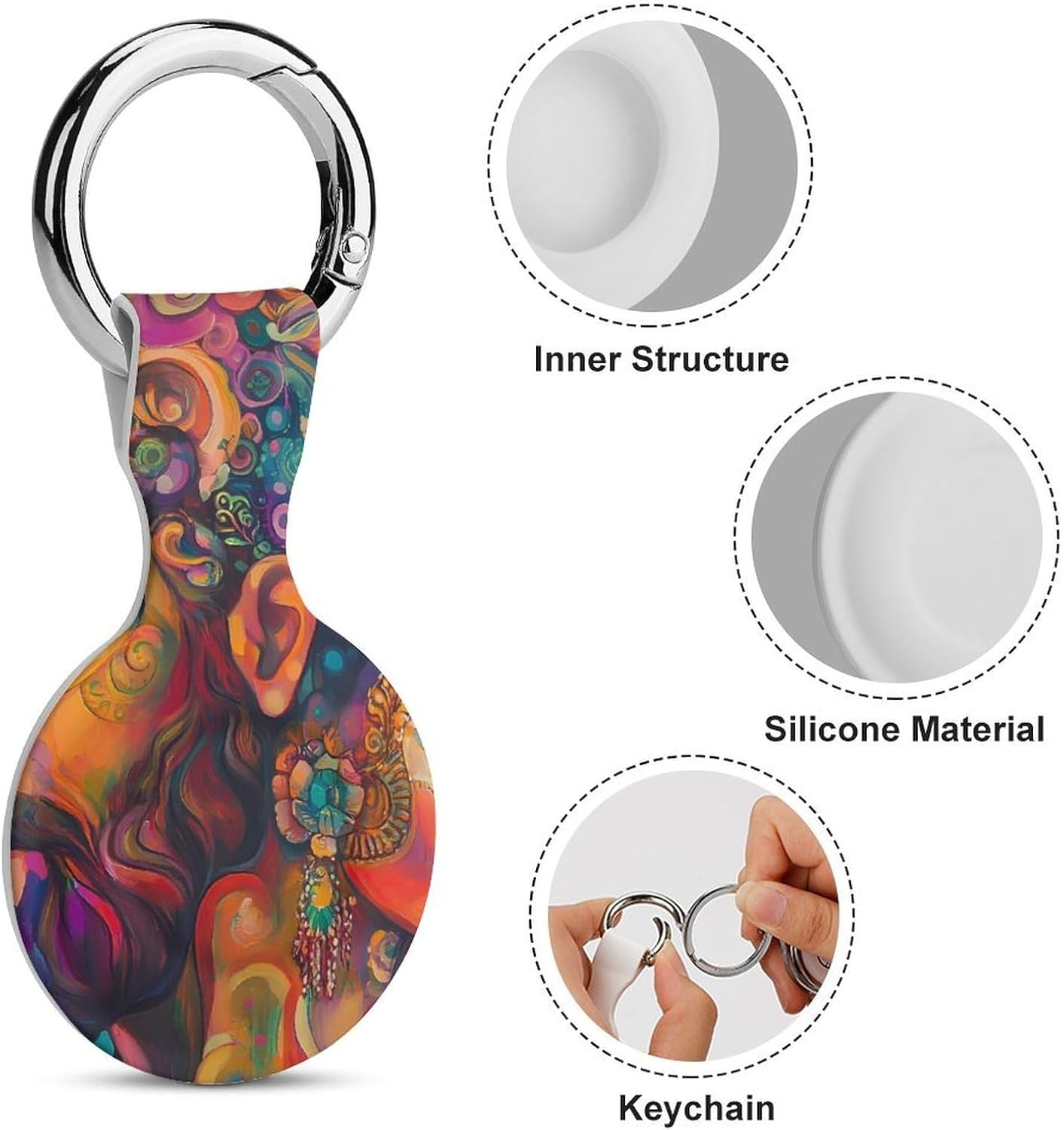 African American Couple Painting Funny Cover Compatible with AirTag Case Protector GPS Tracker Holder with Keychain