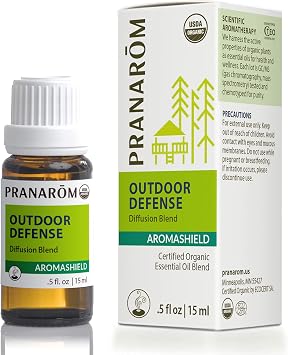 Pranarom - Aromashield Outdoor Defense Diffusion Blend 15ml - Lemongrass, Citronella, Clove, Tea Tree - 100% Pure Essential Oil Blend for Outdoor Protection|USDA and ECOCERT Certified Organic
