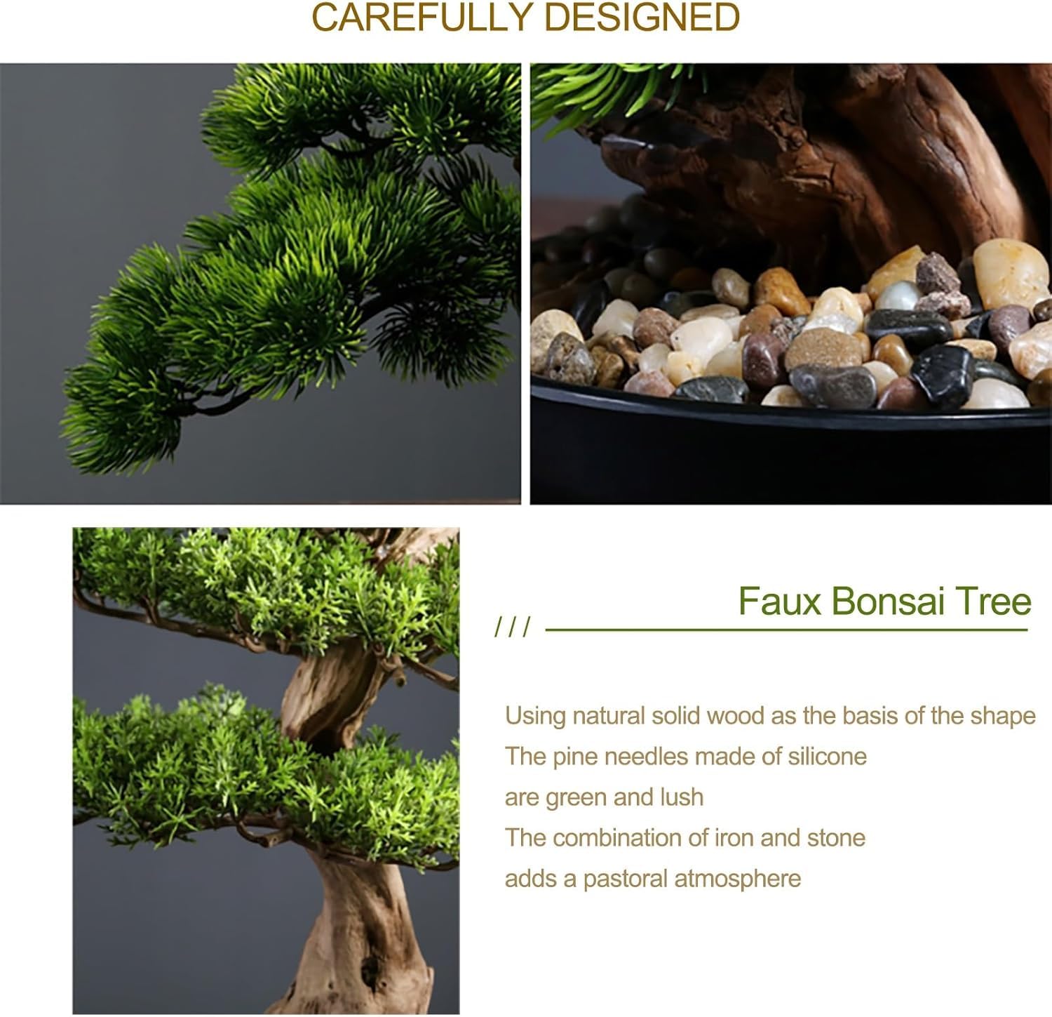 Grande E Realistico Bonsai di Pino Artificiale con Vaso - Pianta Finta Perfetta per Casa, Ufficio, Giardino Interno E Decorazione della Scrivania.