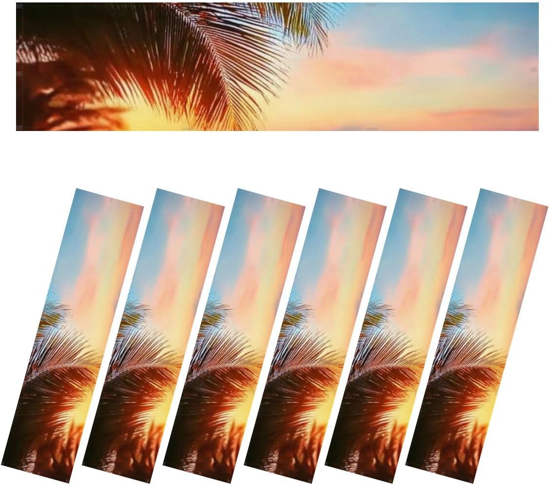 Fluorescent Light Covers for Ceiling Lights Sunrise sea beach sunset ocean tropical island coconut palm tree Easy to Install Magnetic Light Filter for Classroom Office Hospitals School Home Decor
