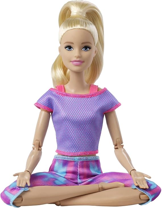 Barbie Made to Move Doll with 22 Flexible Joints & Long Blonde Ponytail Wearing Athleisure-wear for Kids 3 to 7 Years Old