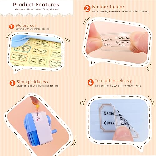 Miniatura 3 de Etiqueta adhesiva con nombre para niños, impermeable, etiquetas impermeables para biberones, etiquetas multiusos, etiquetas de nombre para la