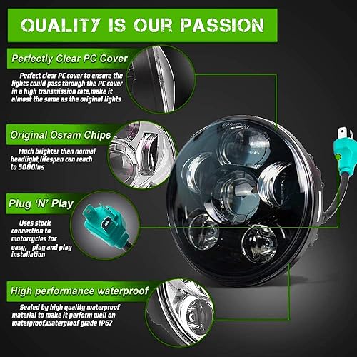 Miniatura 4 de SLK-Lights VTX 5 34 pulgadas LED Daymaker Kit de faros delanteros negros - Soporte y hardware - Plug & Play - Compatible con modelos Honda VTX 1300