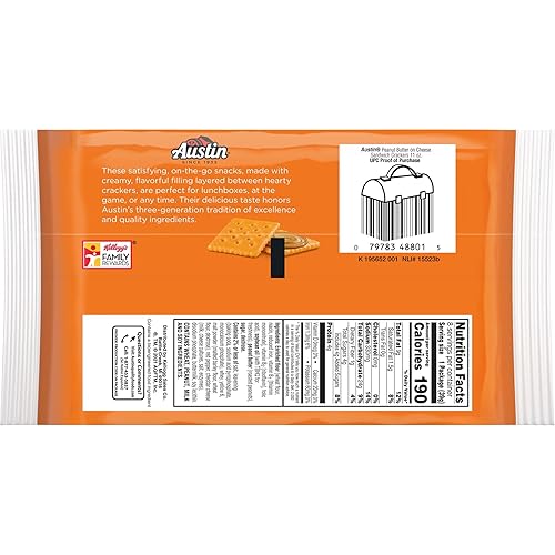 Miniatura 3 de Austin Galletas sándwiches, galletas de una sola porción, aperitivos de oficina y niños, mantequilla de maní en queso, bandeja de 11 onzas (8