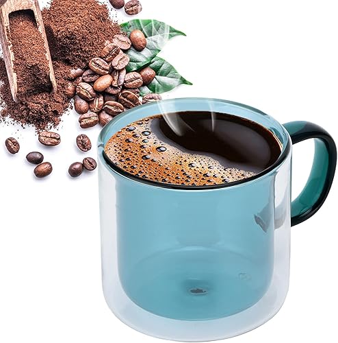 Miniatura 6 de Taza de café de 8.5 fl oz, material de vidrio de borosilicato, taza de doble capa, tazas de vidrio hechas a mano para leche, café, hogar, pastel