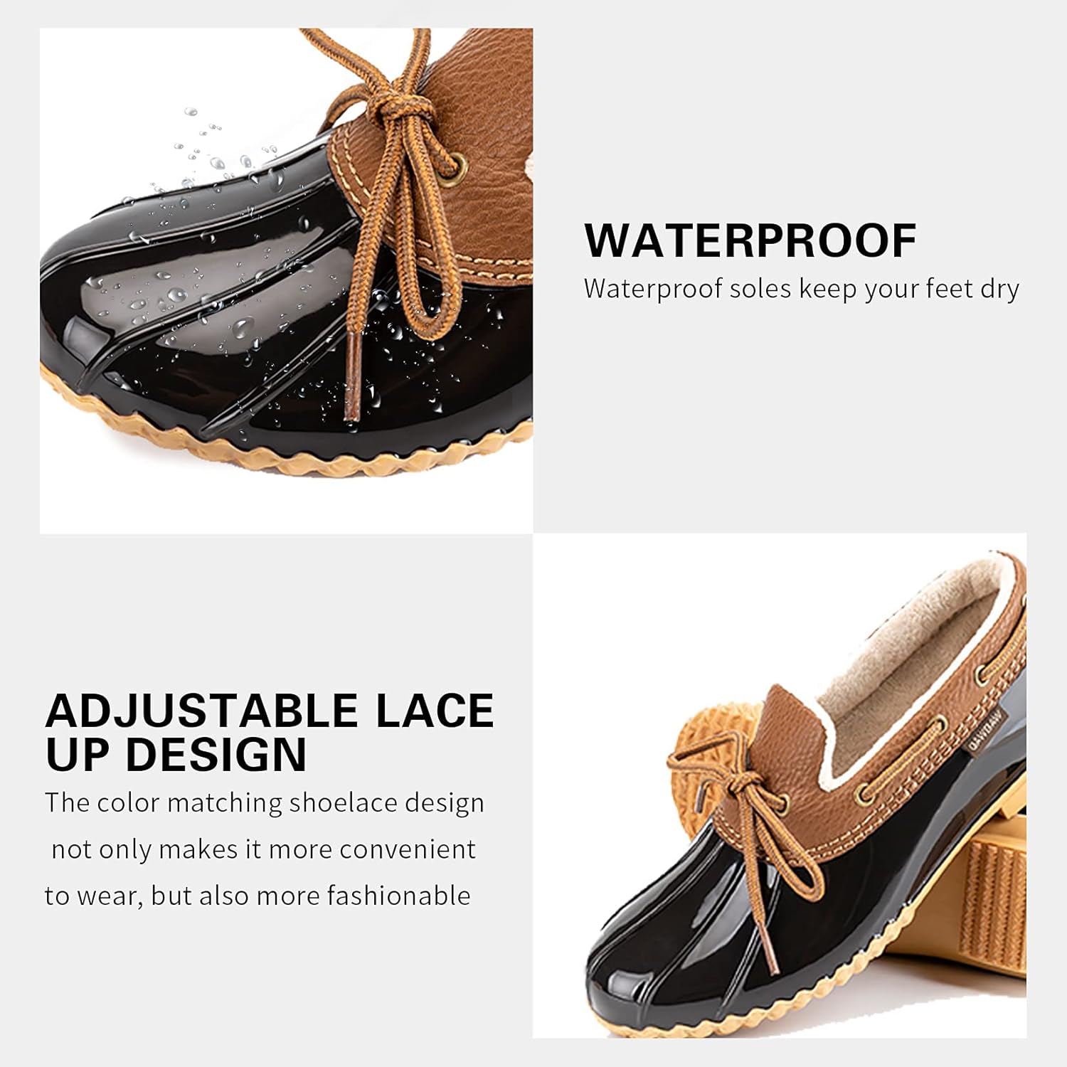 GAWBAW Flat Duck Shoes for Women - Slip On Waterproof Winter Ankle Rain Boots Short Garden Shoes - Image 4