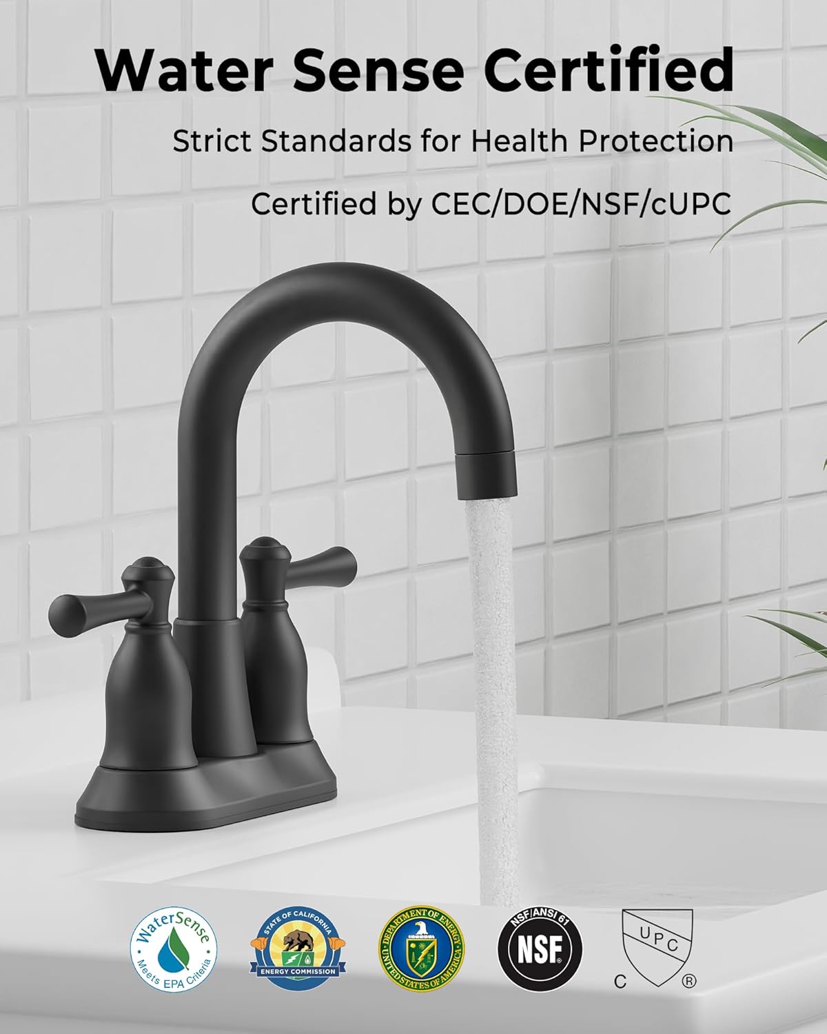 VXV Bathroom Sink Faucet 4 Inch 2 Handle Vintage Antique Lavatory Vanity Mixer Tap 360 Rotating with Pop-up Drain and Water Hoses Matte Black
