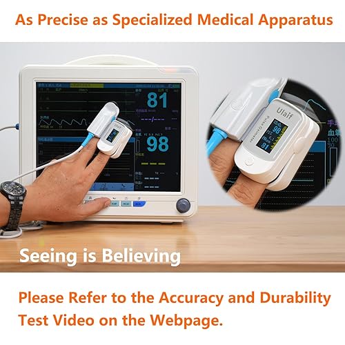 Miniatura 20 de Oxímetro de pulso, monitor de oxígeno con pantalla OLED, monitor de saturación de oxígeno en sangre (SpO2) con funda de transporte